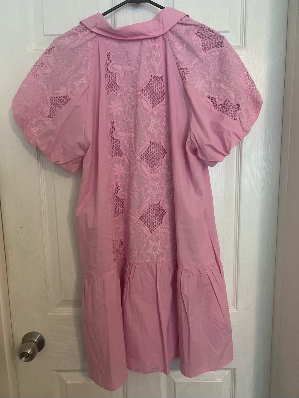 Pink Eyelet Dress with Collar - Picture 3 of 3